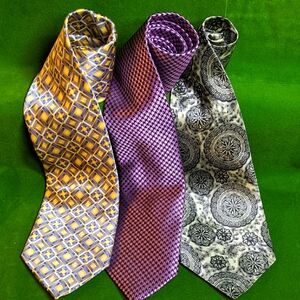 Beautiful Silk & Acetate Neckties, Lot Of 3